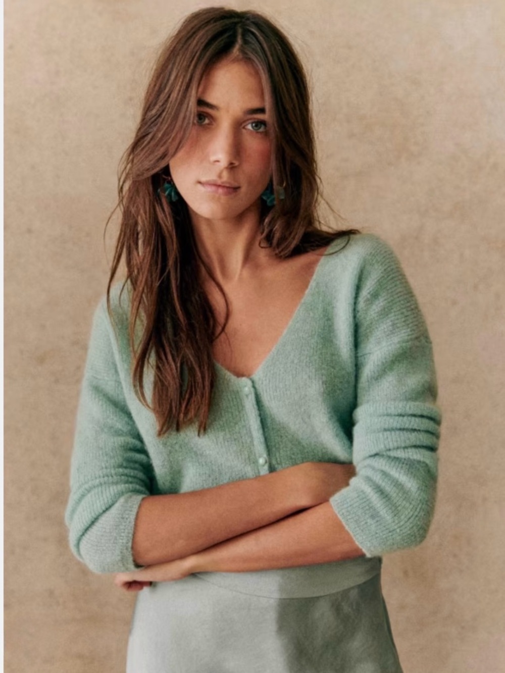 Sezane Barry Cardigan - Sea Green